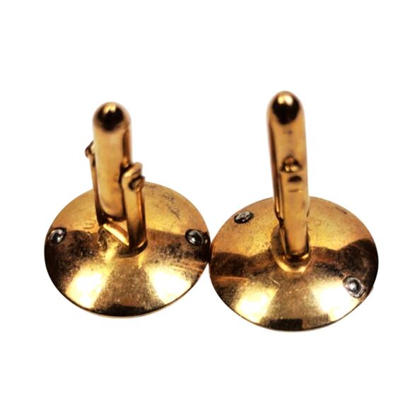 Vintage B Monogram Swank Gold Tone Cuff Links, Initial Letter, Round 3/4" - Picture 3 of 5